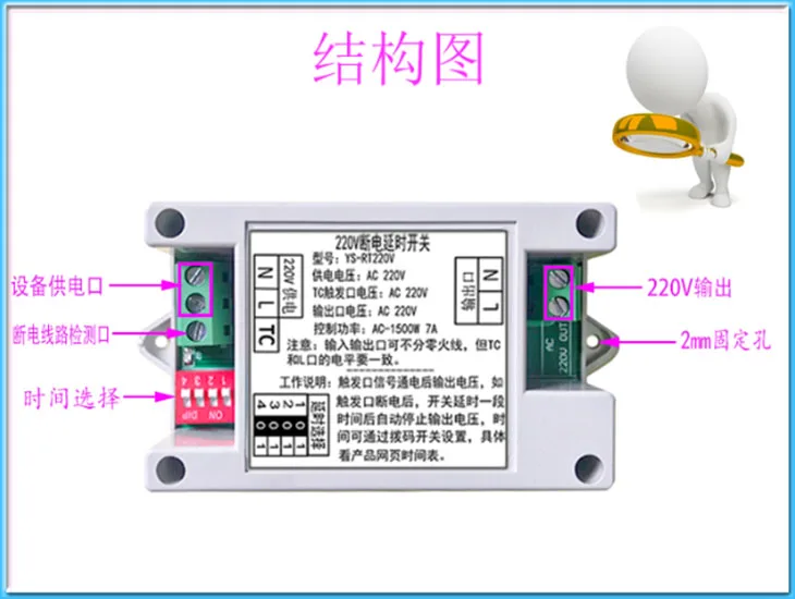 220V Power off time delay switch exhaust fan exhaust fan cooling fan delay shutdown relay module RT220V