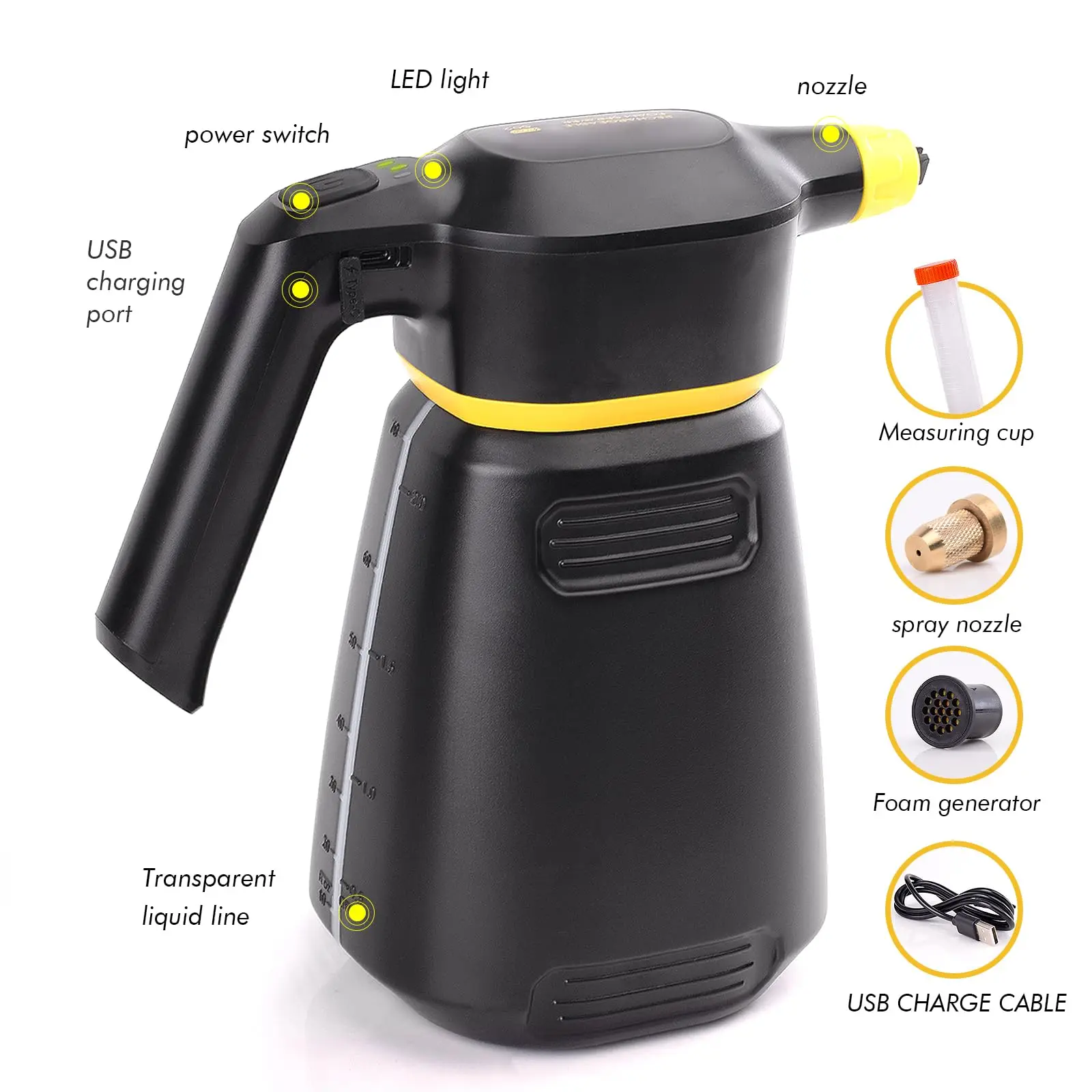 Electric Foam Sprayer Car Wash Motorcycle Clean Detailing Snow Cannon High Pressure Water Gun Generator Lance Wap Manual