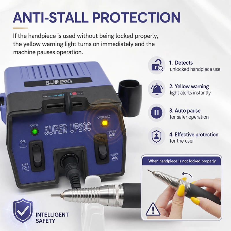 Super UP200 Electric Nail Drill Machine Stable 25000RPM Brushed Motor Nail Metal Polishing Machine