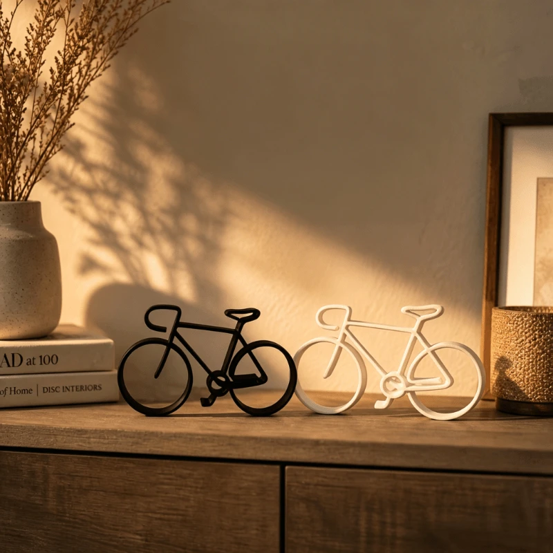 1 Piece of Minimalist Line Art Bicycle Ornament, Creative Bicycle Model Desktop Decoration, Available in Black and White, Home Bookshelf Office Sculpture, Modern Fashion Style Decorative Ornament, Gift for Cycling Enthusiasts, Living Room Entryway Tabletop Art Decoration