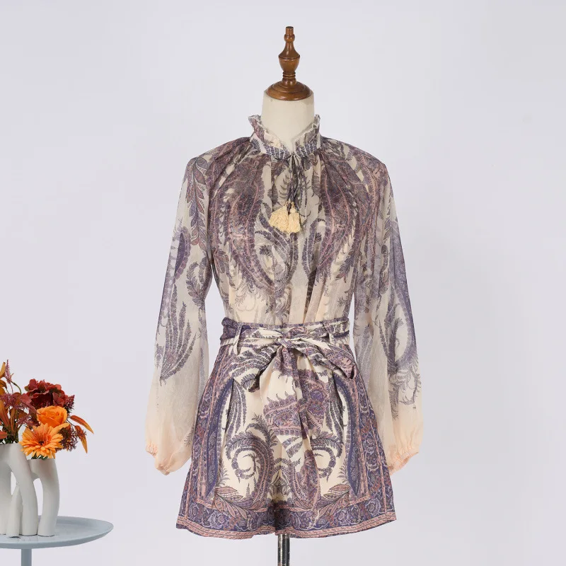 خريف جديد حجم كبير الأرجواني أرجواني بيزلي نمط شقة الجبهة orts الشارع Sle منتصف عالية الخصر المخملية النسيج oulder Baring #1