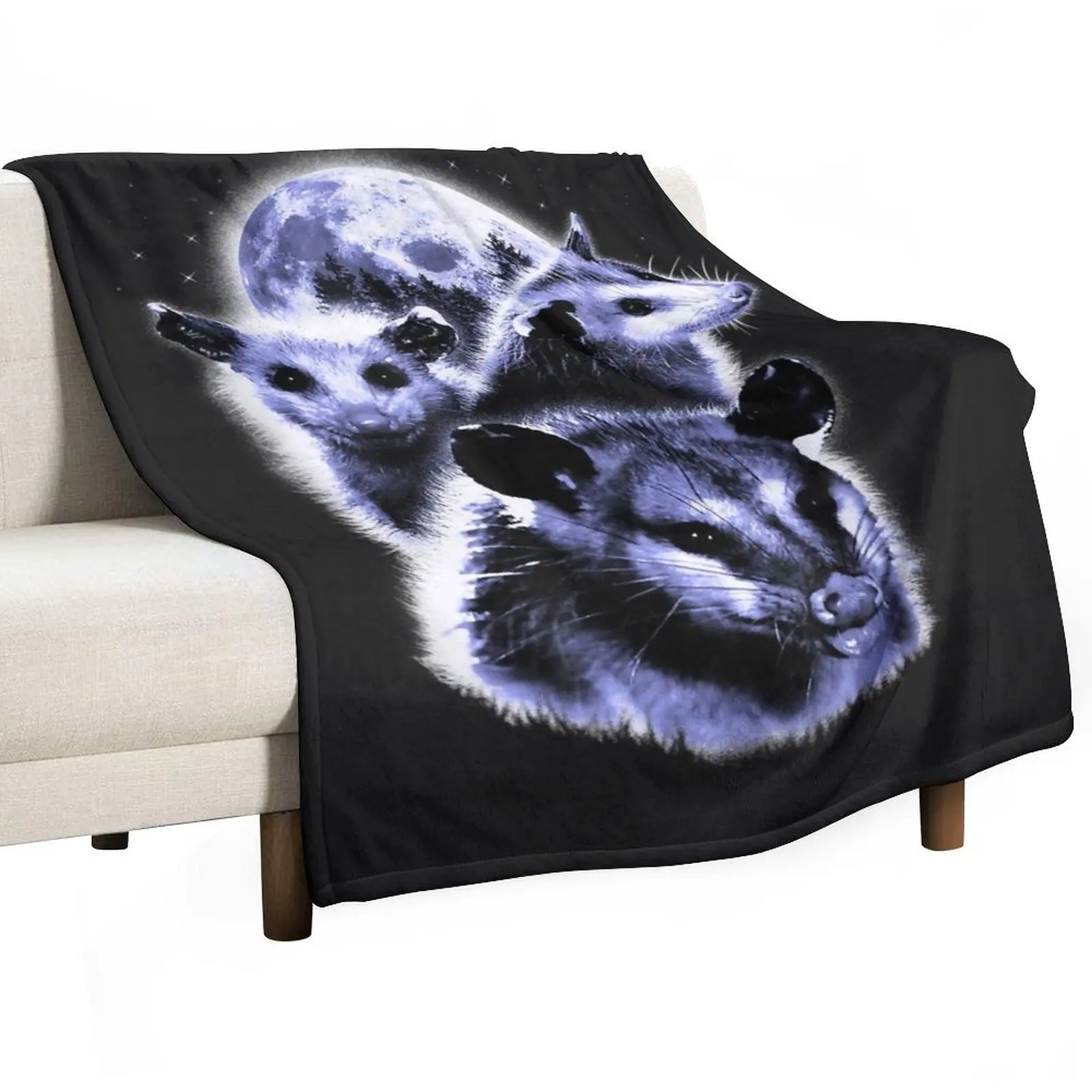

Three Opposum Moon With 3 Possums And Dead Moon Throw Blanket Travel Bed Fashionable Beautifuls Sofas Blankets