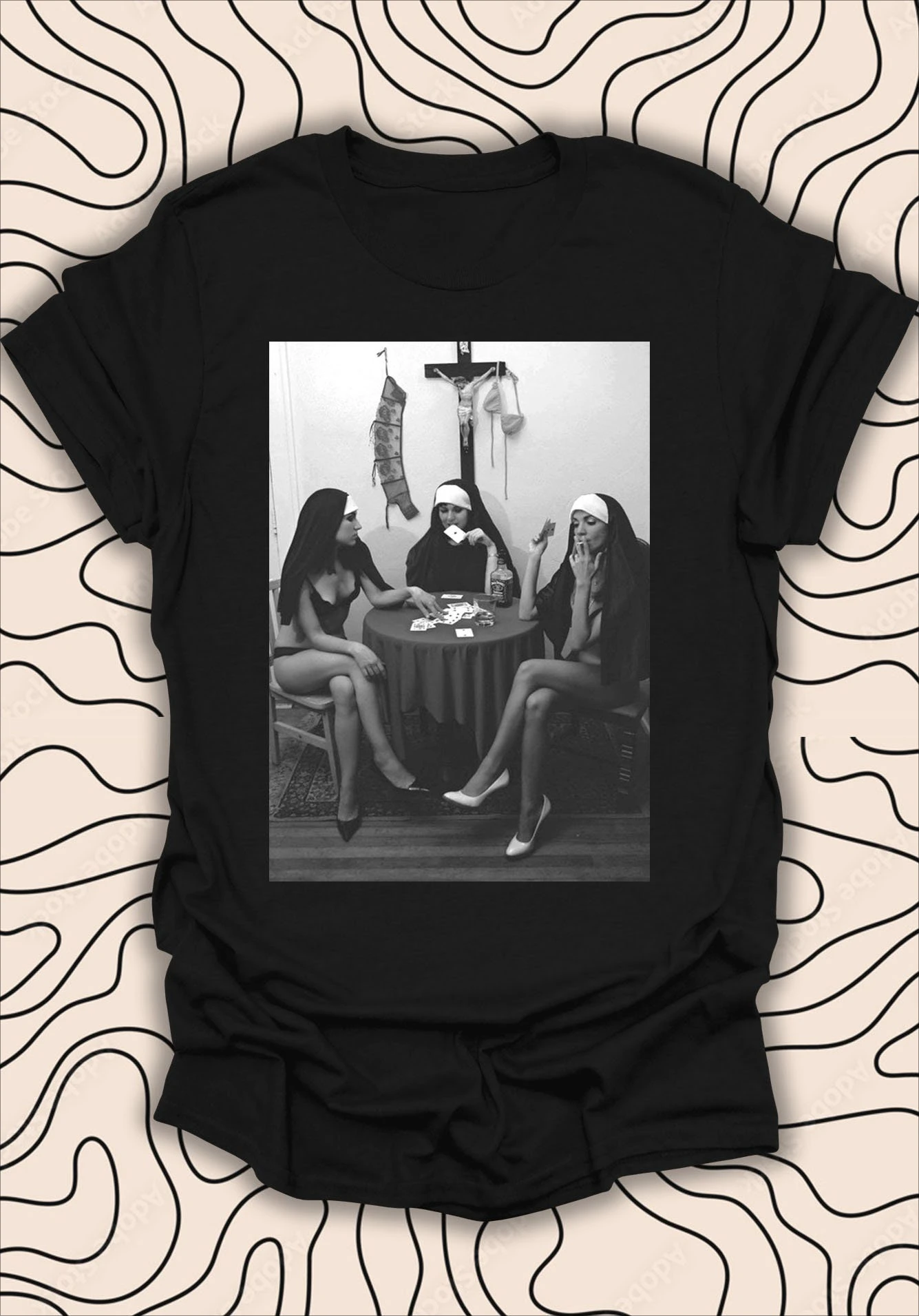 camiseta-com-estampa-de-freiras-jogando-poquer-camiseta-grafica-ousada-e-divertida-camisa-com-declaracao-artistica-presente-unissex-camisa-masculina-e-feminina