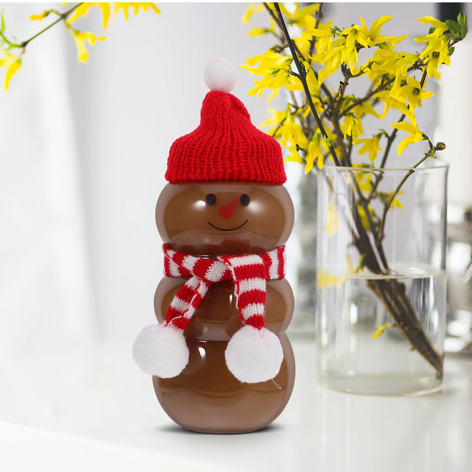

6Sets Christmas Beverage Bottle Snowman Juice Jar Xmas Drink Container for Water Milk Juice Storage Portable Empty Reusable