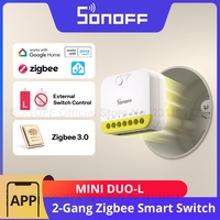 SONOFF MINI DUO-L 2-Gang Zigbee Smart Switch MINI-ZB2GS-L No Neutral Wire Required Dual-Channel External Switch Control Smaller