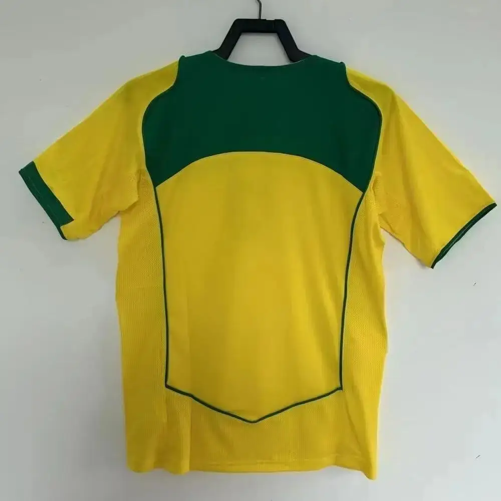 2004 البرازيل المنتخب الوطني المنزل ريترو ثلاثية الأبعاد مطبوعة الرجال والنساء موضة رياضية قصيرة الأكمام جيرسي مروحة T-Sh الطبعة التذكارية