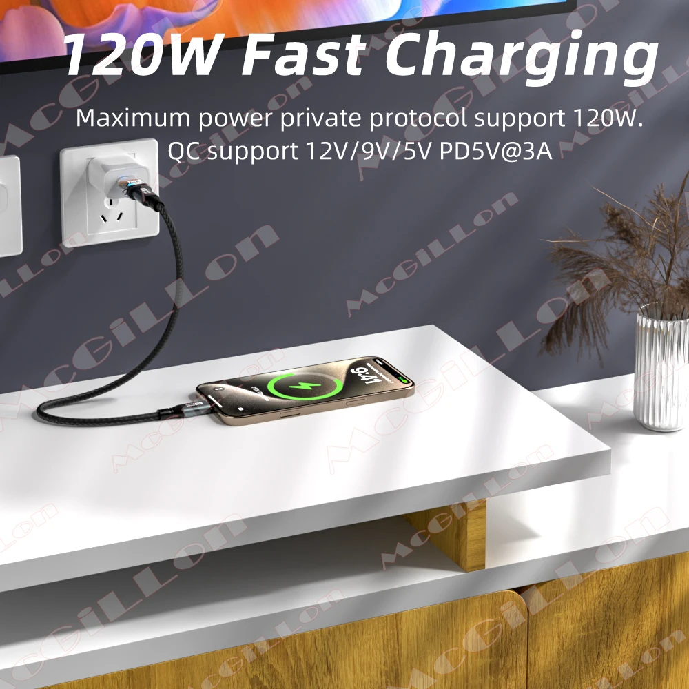 120W 고속 충전 USB 3.2-유형 C 어댑터 OTG 10GB PC 태블릿 용 고속 데이터 오디오 전송 Xiaomi Huawei USB C 변환기