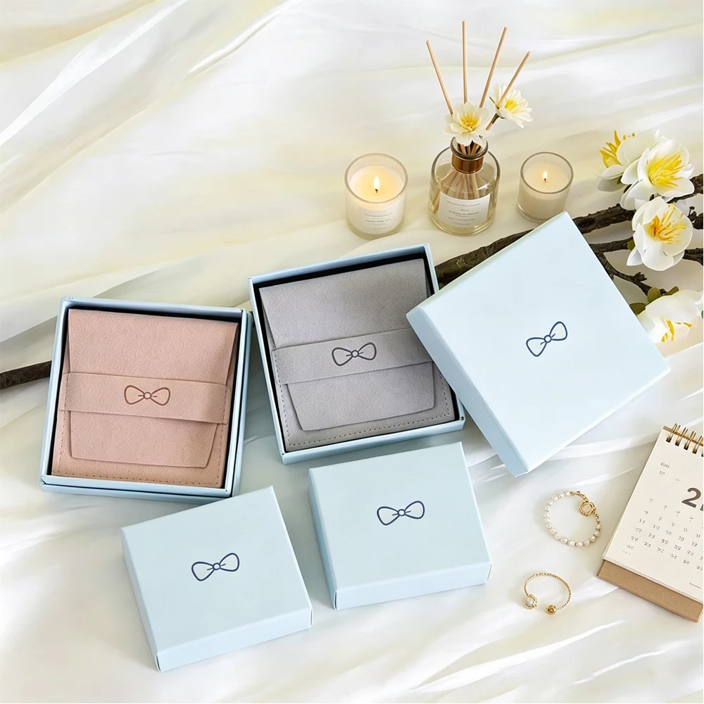 

Светло-голубые коробки с крышкой и подарочные мешочки из микрофибры, набор для индивидуального заказа, свадебные сувениры, органайзер для браслетов, кулонов, ожерелий, серег, защита от пыли