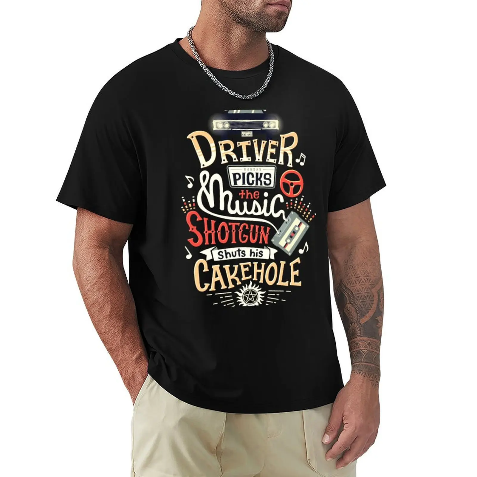 Driver Picks The Shotgun Cakehole T-Shirt Casual Lightweight Short Sleeve Top