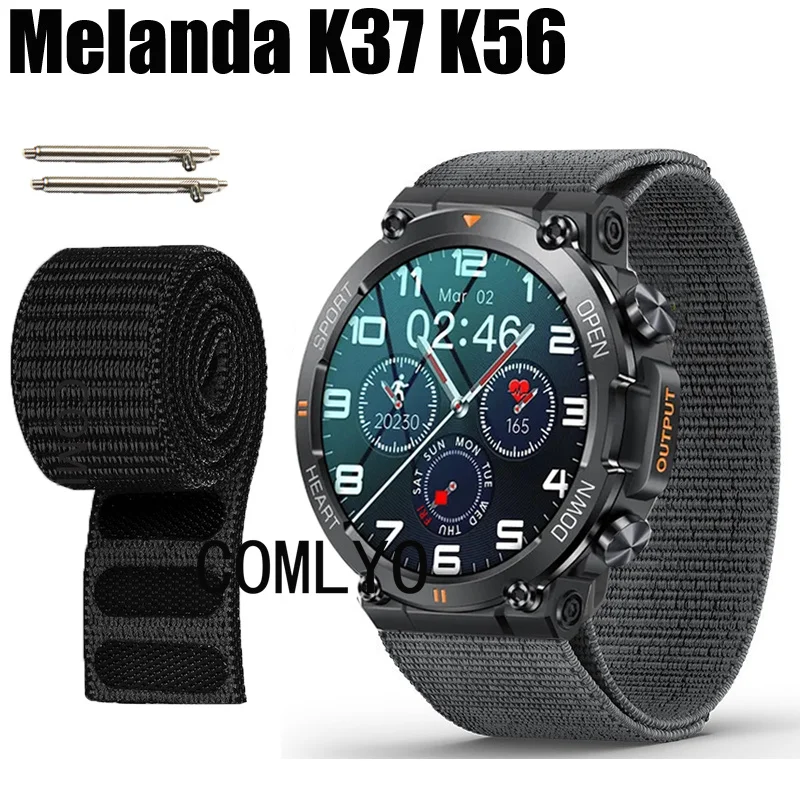 For MELANDA K56 K37 Smart Watch Band Strap Hook&Look Nylon Belt Women Men Watchband