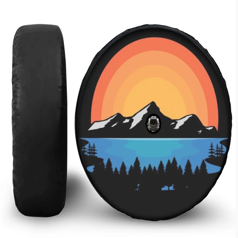 1Pcs Car PU Leather Spare Tire Cover With Camera Hole 5cm 8cm 10cm Sunset 4x4 Off Road For Jeep Wrangler Hummer Wheel Protector