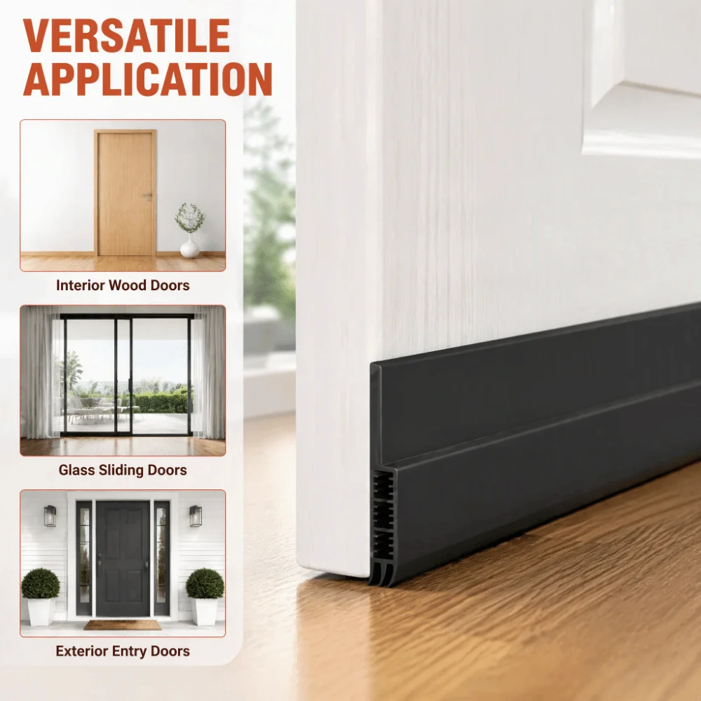 Silicone Door Bottom Sealing Strip Self-adhesive Insect Prevention Draught Excluder 100cm Soundproof Door Draft Stopper Bedroom