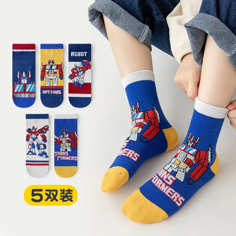 Skarpetki Transformers Movie Optimus Prime Pring i jesienne oddychające skarpetki z czesanej bawełny Mid-Tube Skarpetki dziecięce z kreskówek