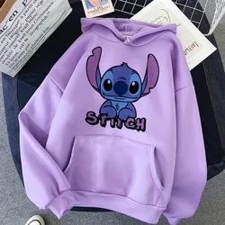 New in streetwear Cartoon Winter Disney Stitch Hoodies Women Harajuku Cute Anime Sweatshirt Manga Streetwear Hoody Female