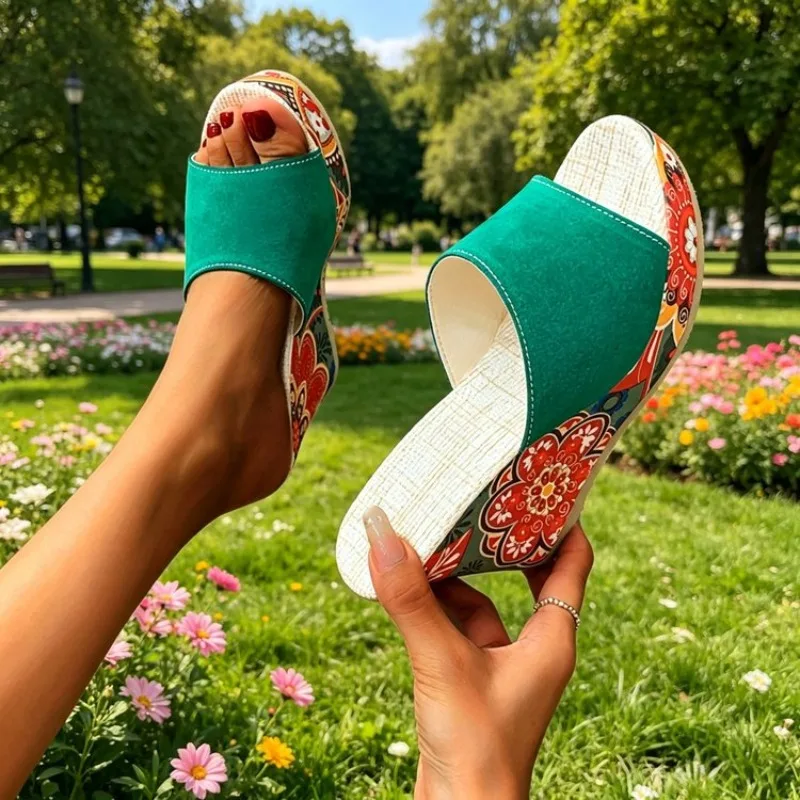 Summer New Hot Sale Wedge Platform Women's Sandals 2026 Fashionable Printed Design Daily Casual Women Shoes Сандалии Для Девочек