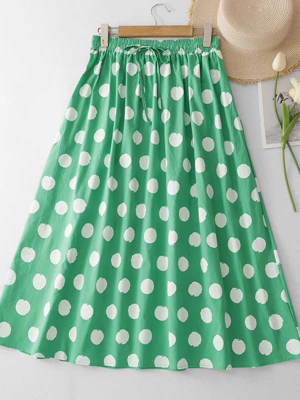 

Retro Polka Dot Print Halter Neck Dress Women's Summer Fashion Design A-Line Skirt Korean Style Casual Wear for plus Size