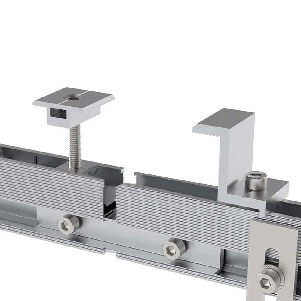 4 Pack Aluminum Rail Connectors for Solar Panels Adjustable Roof Tile Mounting for Commercial and Residential Use