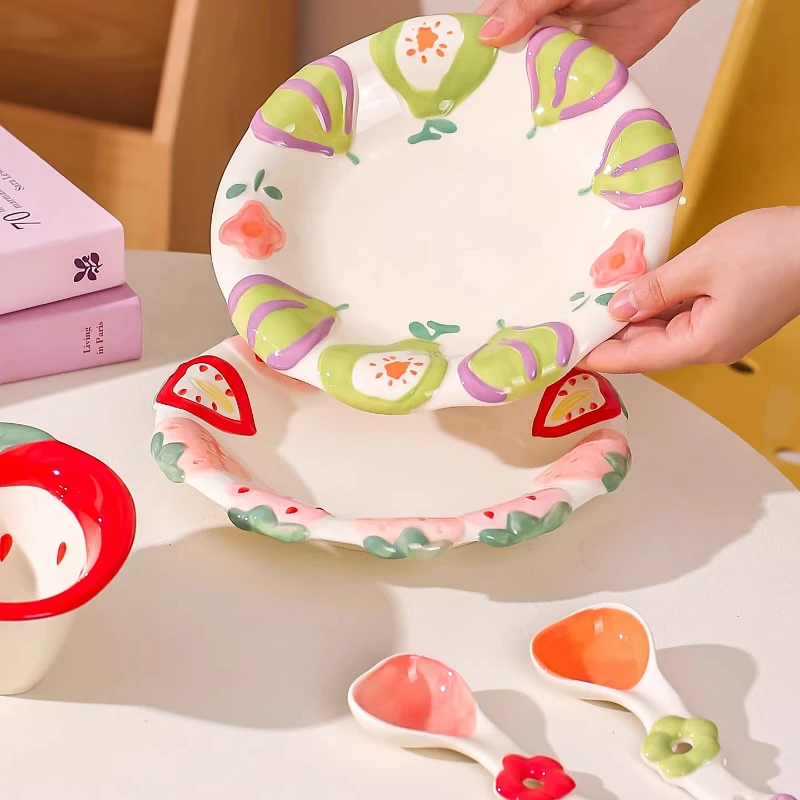

LMM household yogurt bowl fruit salad bowl beautiful cutlery set plate plate
