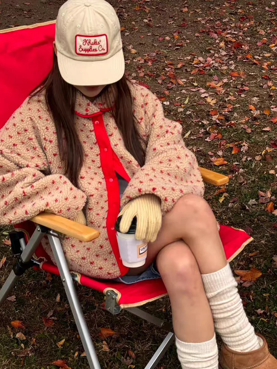 

Корейская двусторонняя одежда из меха ягненка или хлопчатобумажной тюety, женская универсальная зимняя верхняя одежда с возрастным дизайном