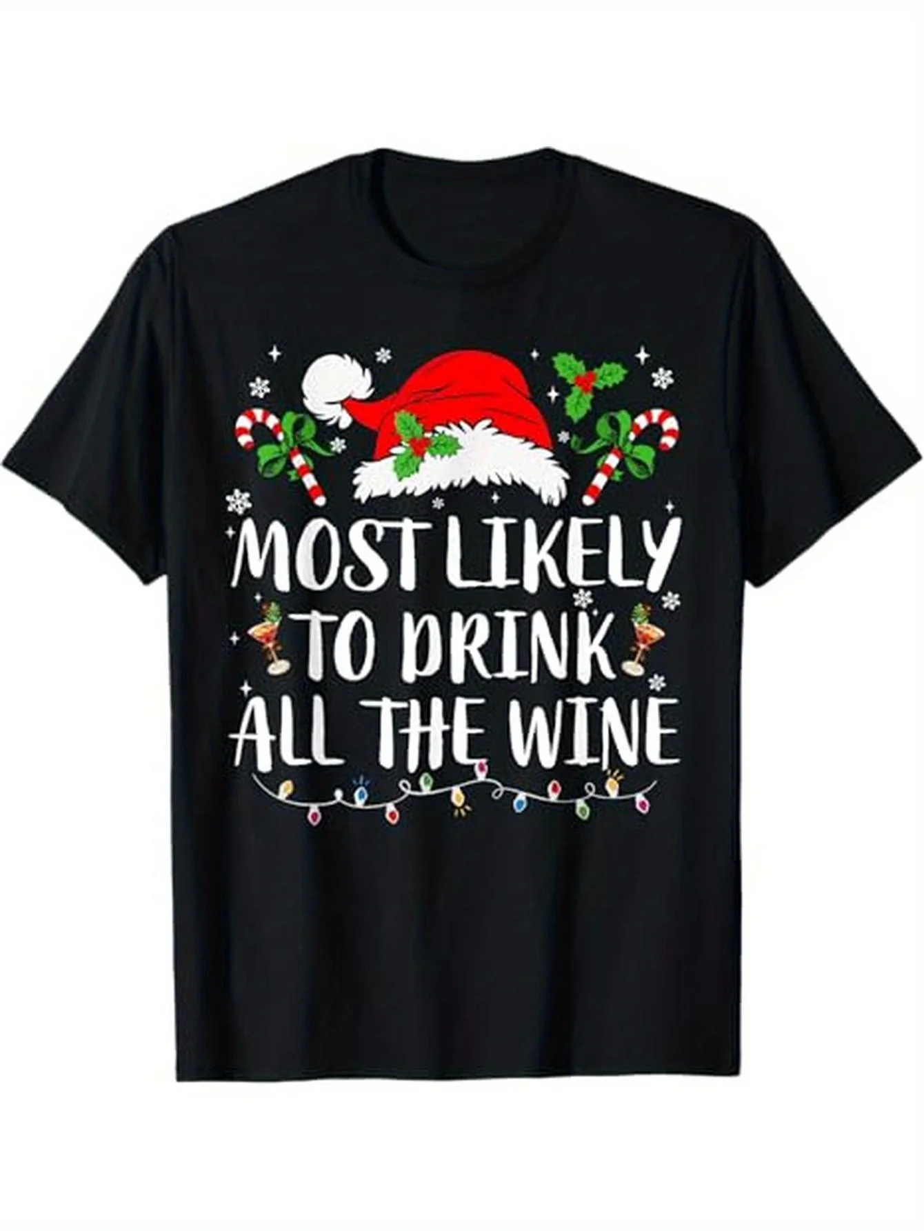 

Classic street culture, unique printing pattern, slim-fit men's T-shirt, Christmas short sleeve, pure cotton, four sea