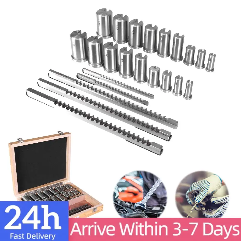 

Keyway Broach Kit 30 Pcs HSS Metric Industrial Tools 5 Broach 18 Collared Bushings 7 Shims Cutting Tools for Metalworking