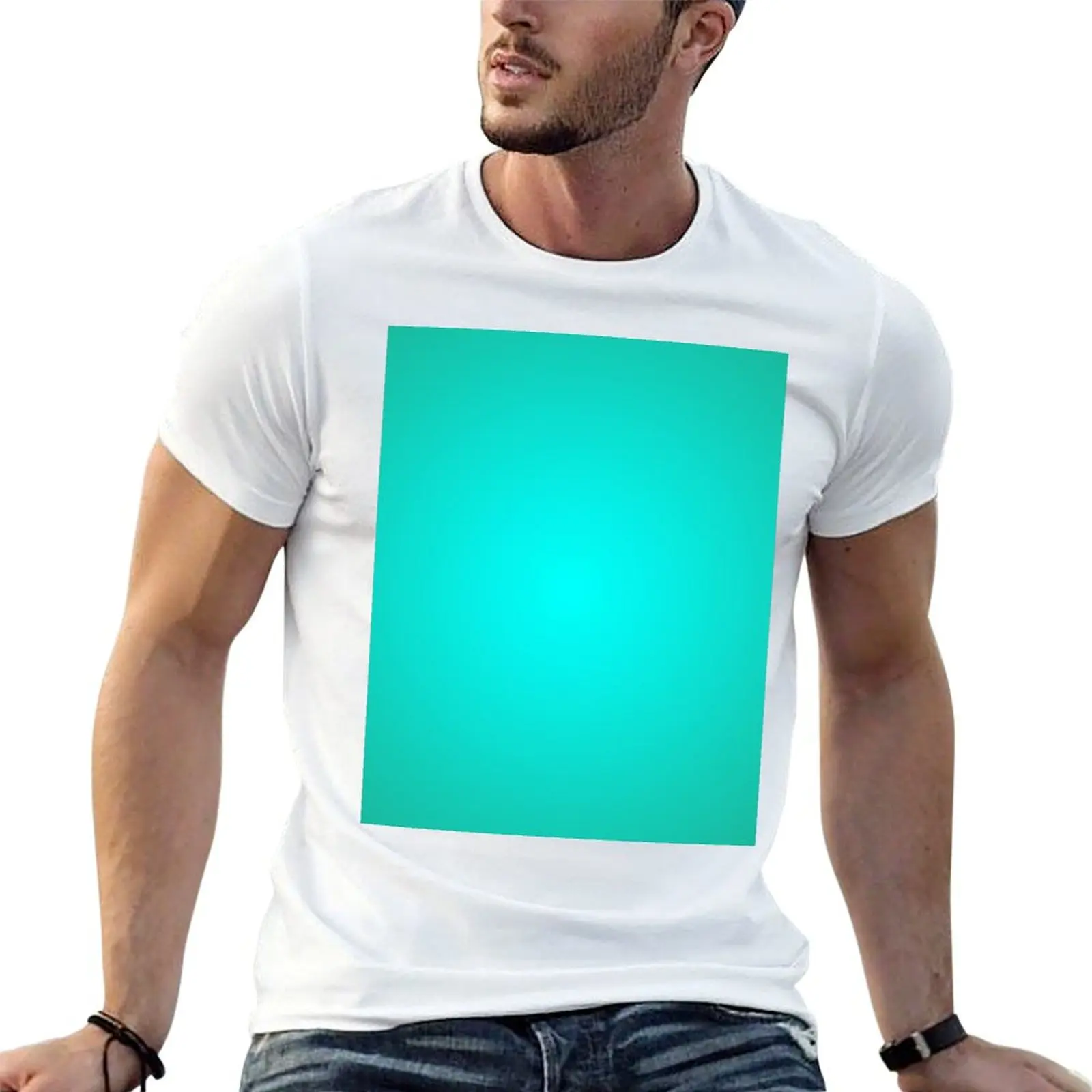 Solid Turquoise Blue Green T-Shirt Everyday Wear Basic Short Sleeve Top