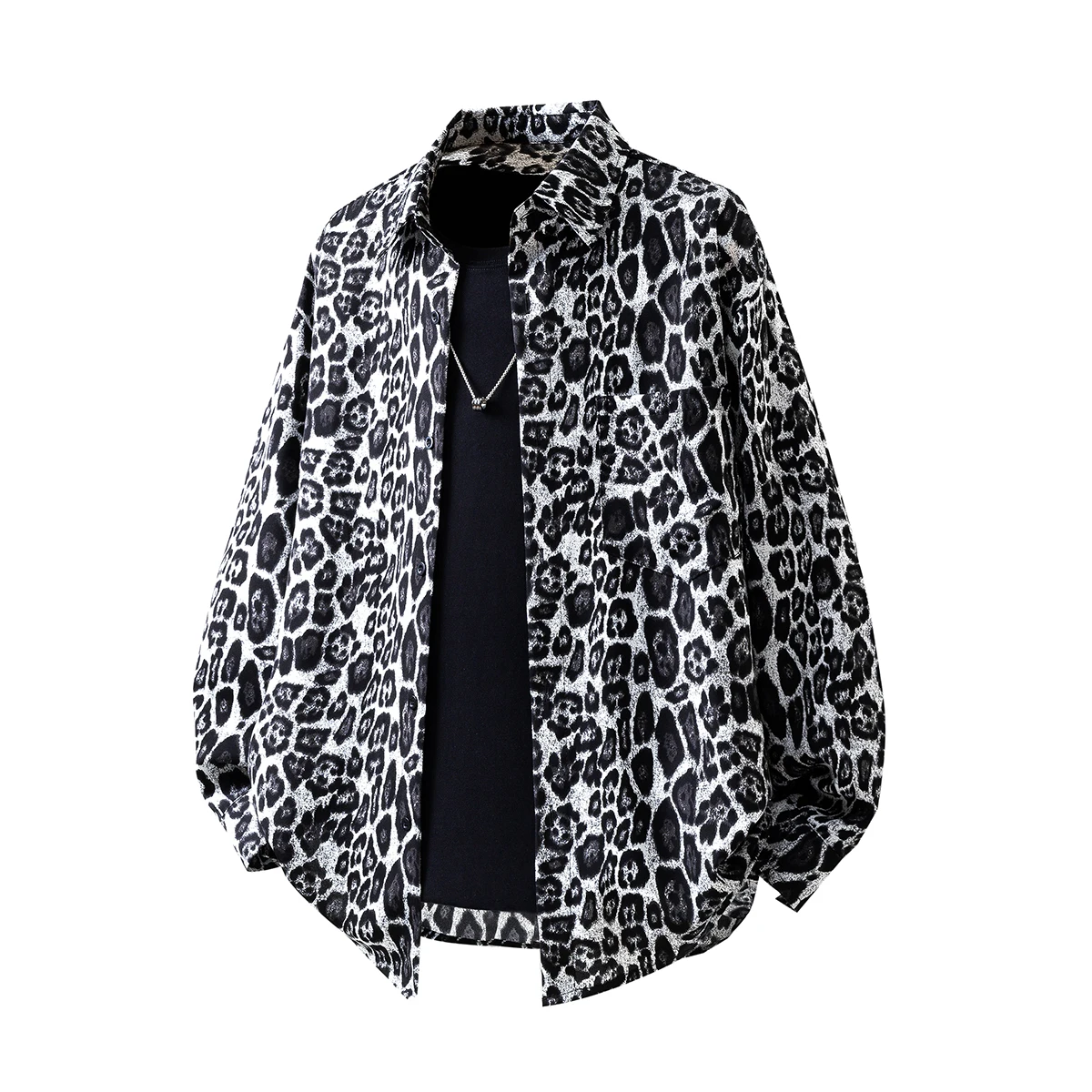 2026 Frühling Herren Mode Leopardenmuster Hemd Herbst Herren Print Hemden Street Style Oberteile Männliches Langarm-Hemd mit Knöpfen