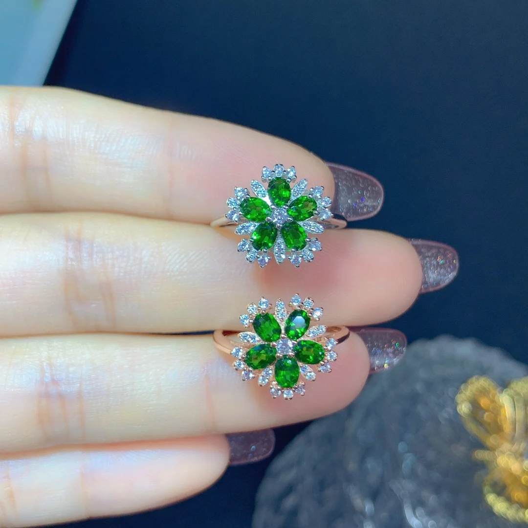 Sterling Silver 925 Natural Diopside Jewelry Set Seckill Free Shipping Women's jewelry wholesale Elegant women's Christmas gifts