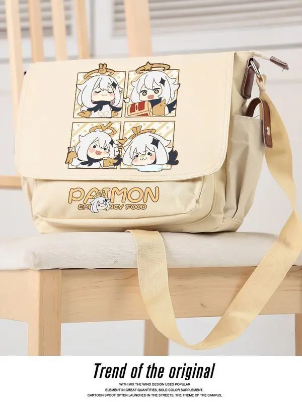 Zhongyuan Shennong Single Shoulder Crossbody Bag For Men And Women Teenagers Middle School Students Paimon Cute Cartoon Ani