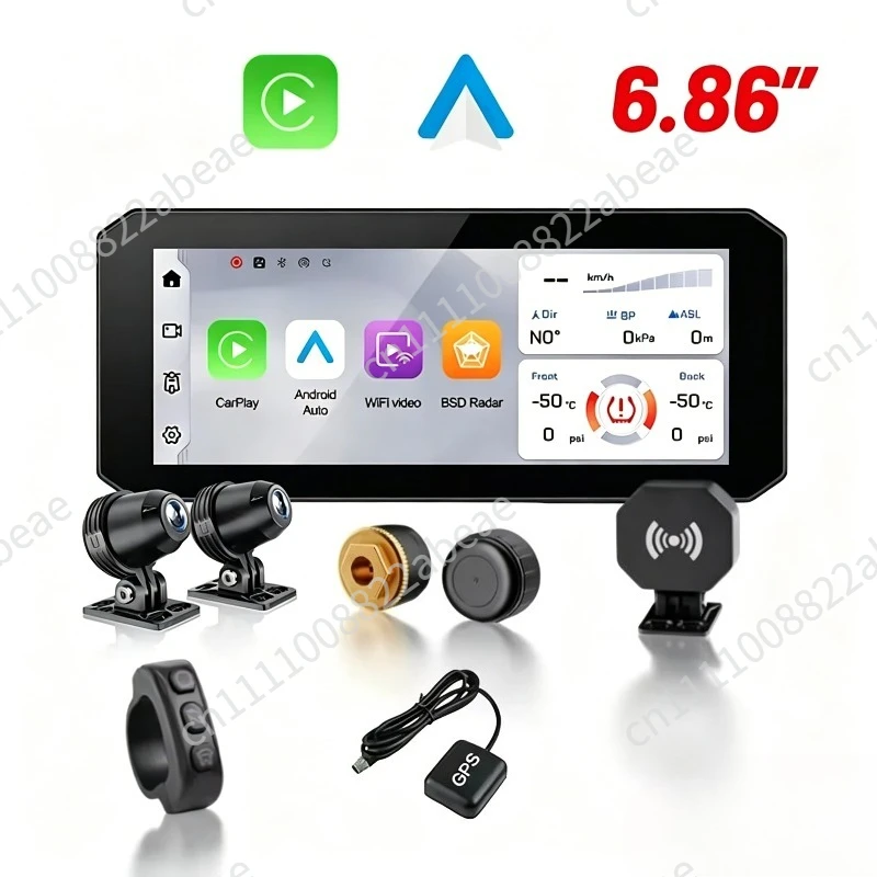 7 Inch Motorcycle Car Racing Gaming Steering Wheel Mount with System GPS Retro Meter for 4K Camera Gaming