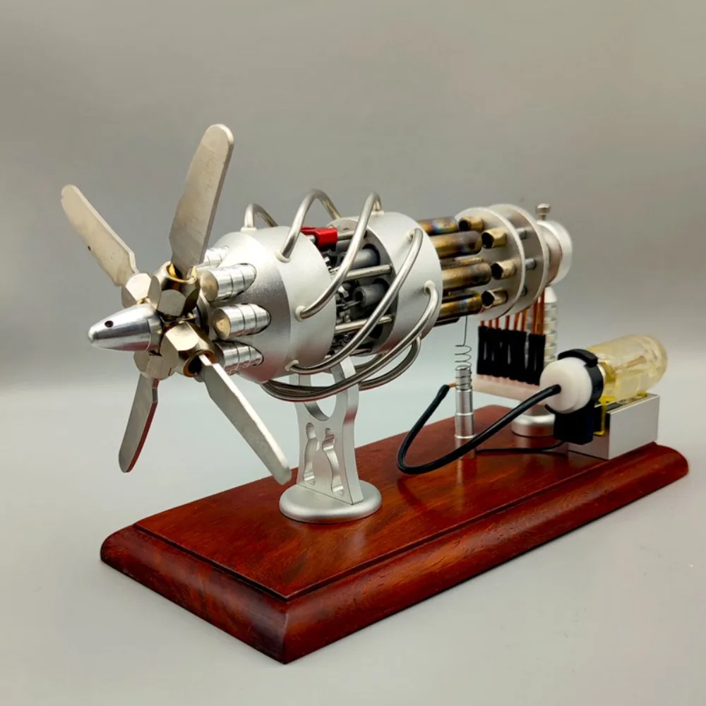 

Penkejoy Stirling Engine Model 6061 Aluminum Alloy Body Stainless Steel Propeller Electric Start Engine Model Engine Toy Gift