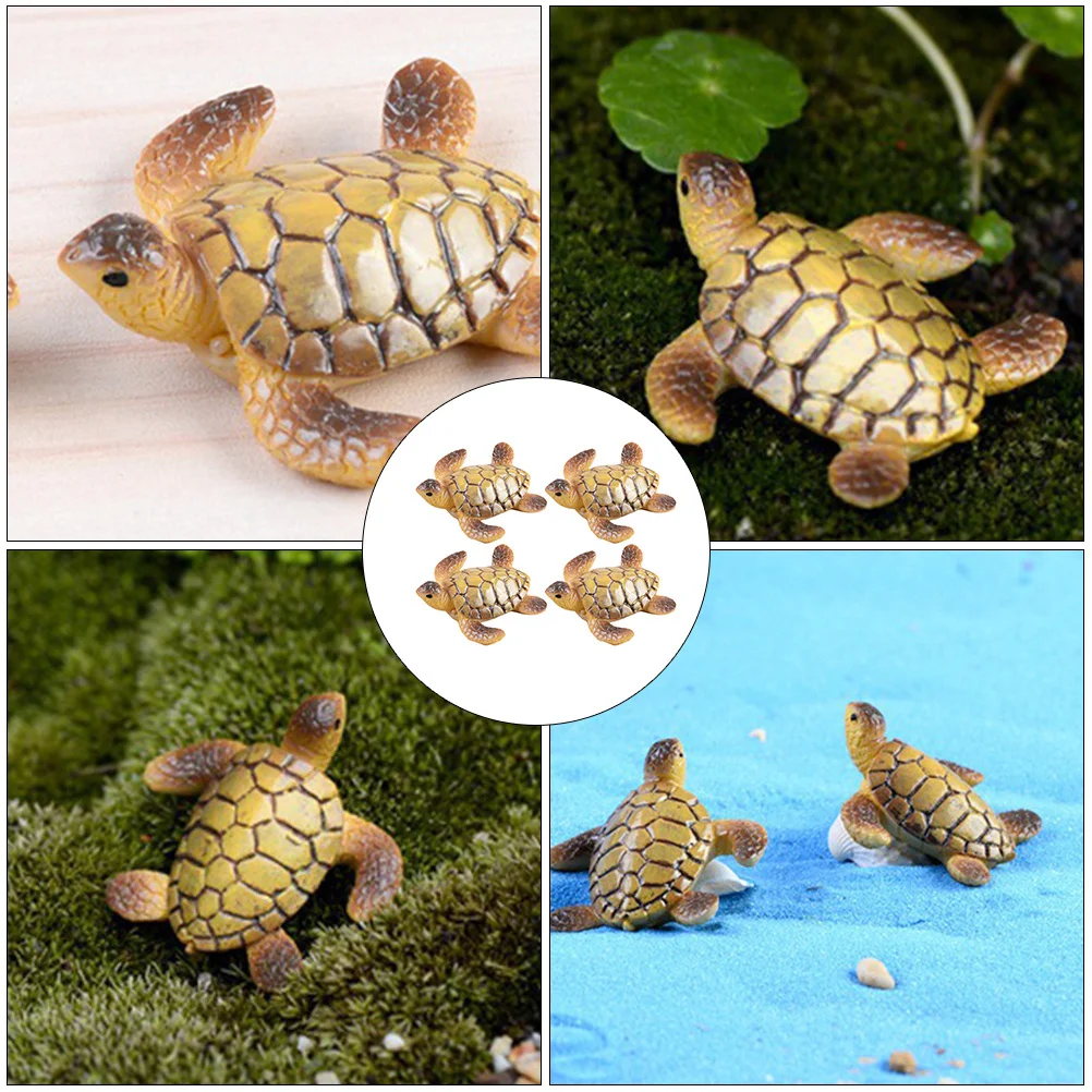 

4Pcs Decorative Turtle Fish Tank Accessory Creative Household Adornment Garden Craft Decorative Turtle Figurine