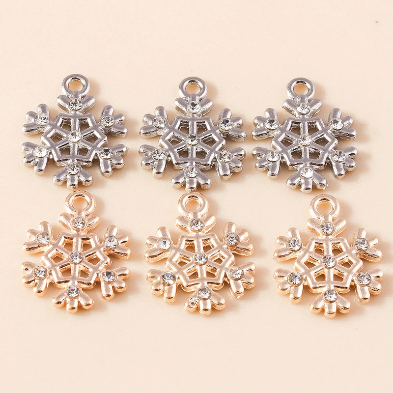 Leslie 10 Stück 17 x 20 mm brillante Kristall-CZ-Schneeflocken-Charms-Anhänger für Schmuckherstellung, Weihnachten, Ohrringe, Halskette, Zubehör – Detail 11