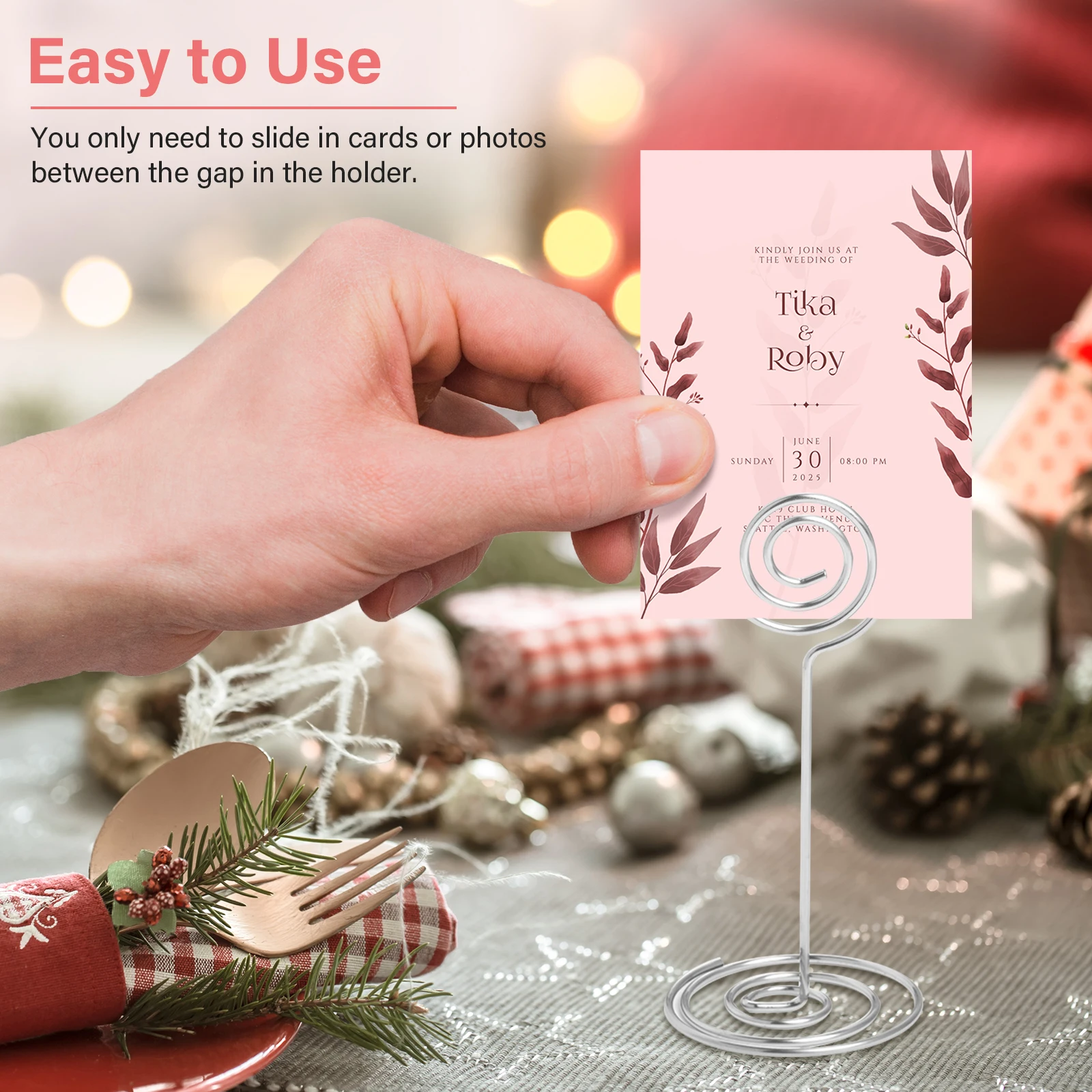 8.5cm Desktop Card Holder Silver Photo Note Memo Holder With Base Number Name Card Clip Heart Round Star Shape Photo Stand