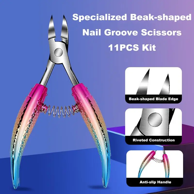 1/11PCS Nail Clipper Set Manicure Tool Pedicure Set Stainless Steel Nail File Kit Nail Clipper Household Portable Nail Scissors