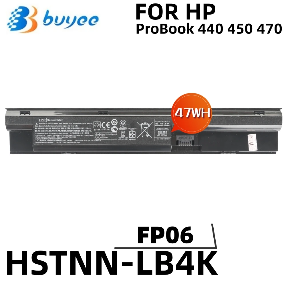 

FP06 FP09 New 10.8V 47Wh HSTNN-LB4K/IB4J/UB4J/W92C/W93C/W94C/W95C/W96C Laptop Battery For HP ProBook 440 445 450 455 470 G0 G1