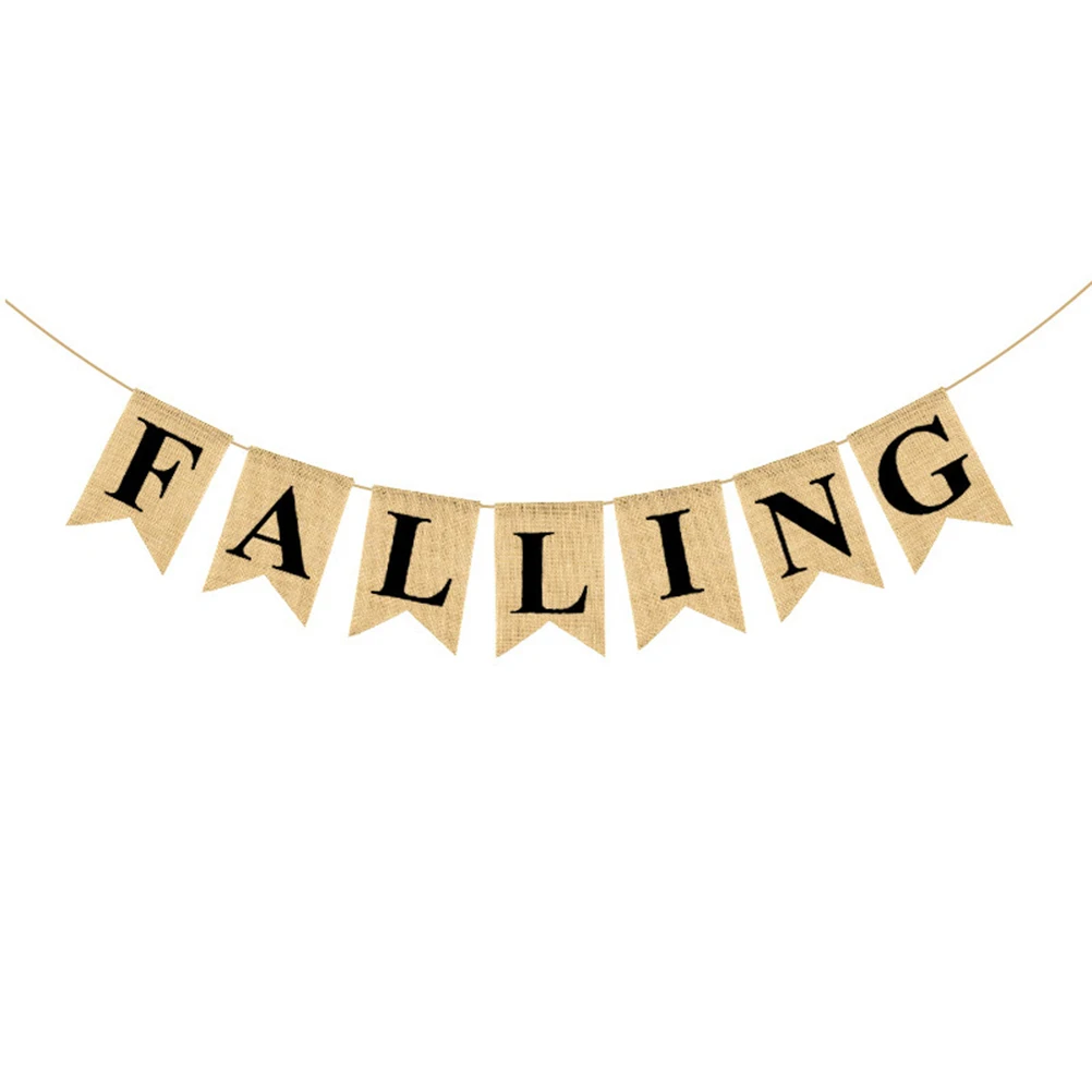 

Linen Hanging Banner Wedding Party Flag Reusable Outdoor Indoor Decoration Colorful Letter Burlge For