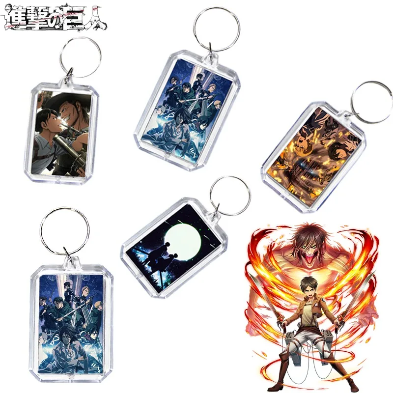 

Attack on Titan Eren Jaeger Acrylic Keychains Reversible Anime Pattern Backpack Pendant Bags Key Charm Cartoon Key Chains Gifts