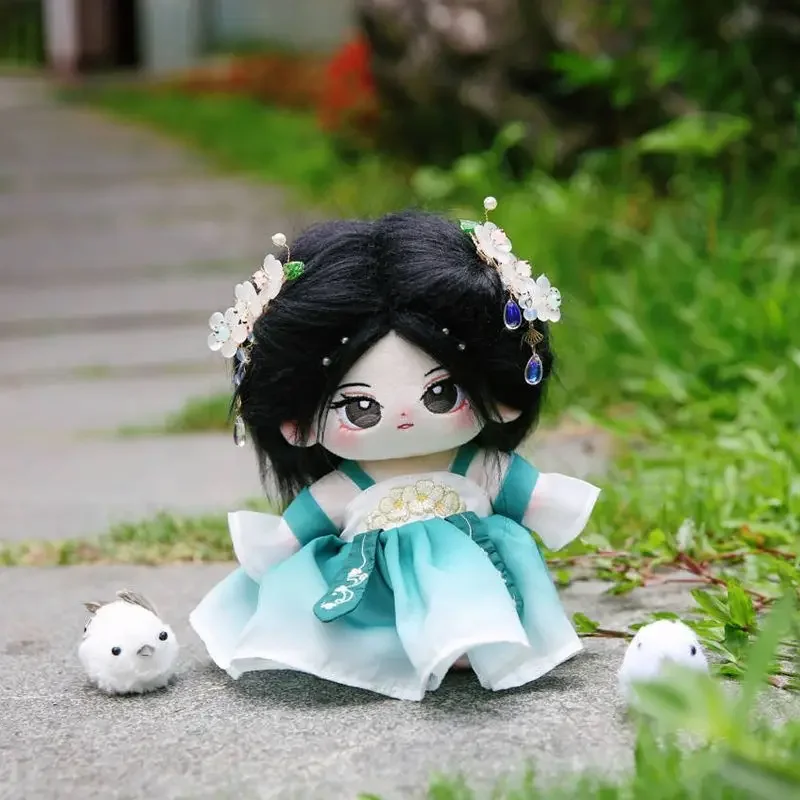 Long black hair 20cm girl replace Clothes Plush Idol Doll Clothes Kids Stuffed Animal Cute Cartoon Fans toys Gift dolls