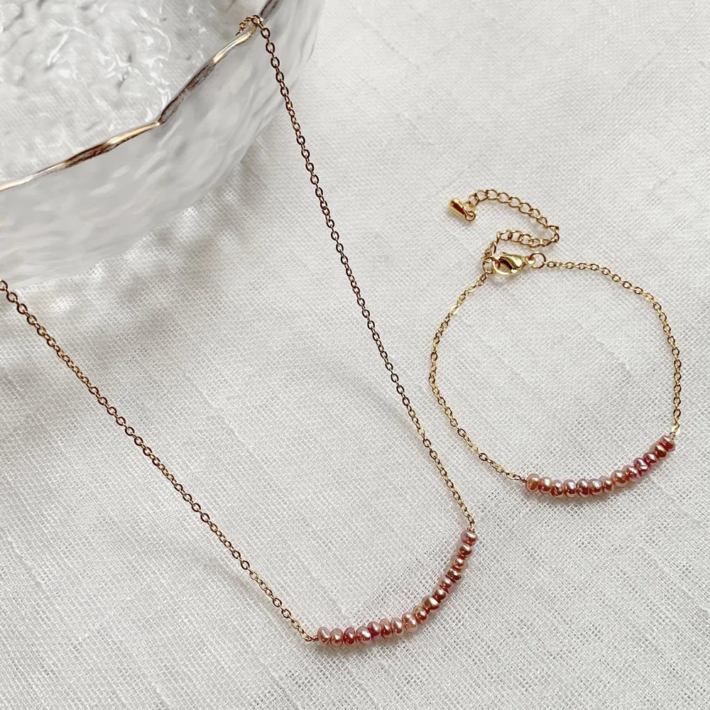 Gargantilla de perlas de agua dulce naturales irregulares, Collar de cuentas de perlas barrocas, cadena fina, Collar minimalista de acero inoxidable, joyería