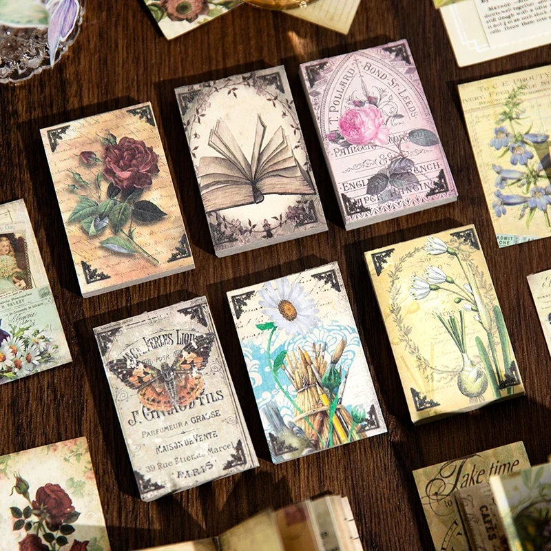 60 Pcs/Lot Material book retro plant flower and landscape background hand ledger collage book Memo Pad 6 kinds