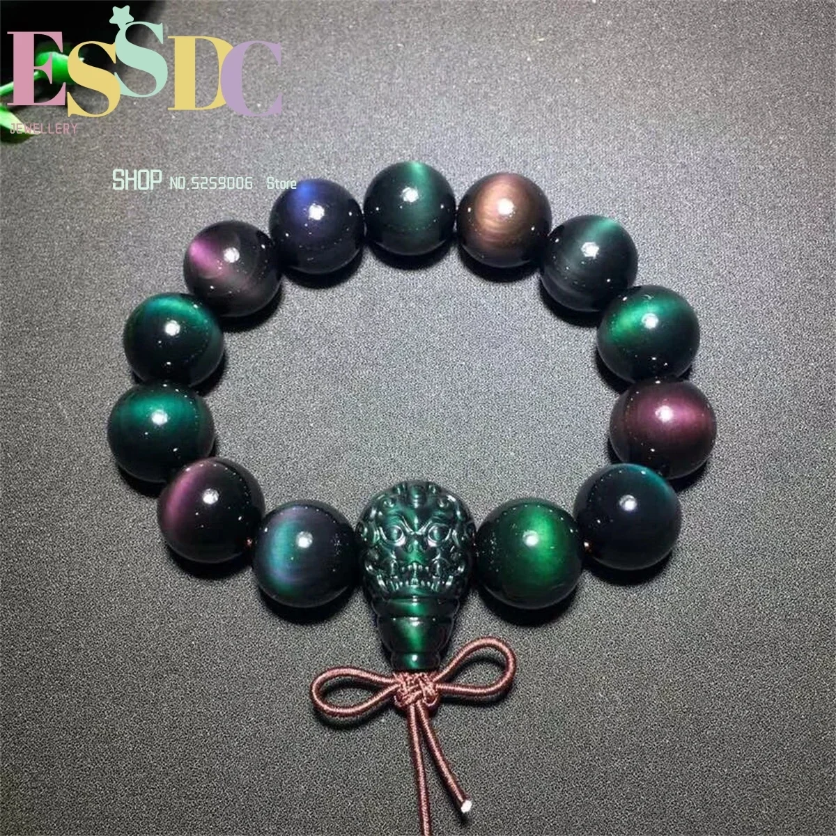 

Natural Double Color Obsidian With One-Piece Double-Sided Carved Pixiu Rosary Bracelet Wholesale For Men And Women Gift Charm