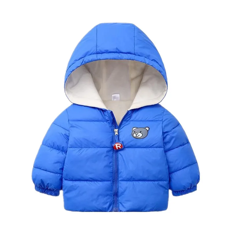 Winter Baby Boys Fleece Jacket For Kids Cartoon Bear Zipper Coat Autumn Boy Warm Hooded Down Jackets Children Outerwear Clothing