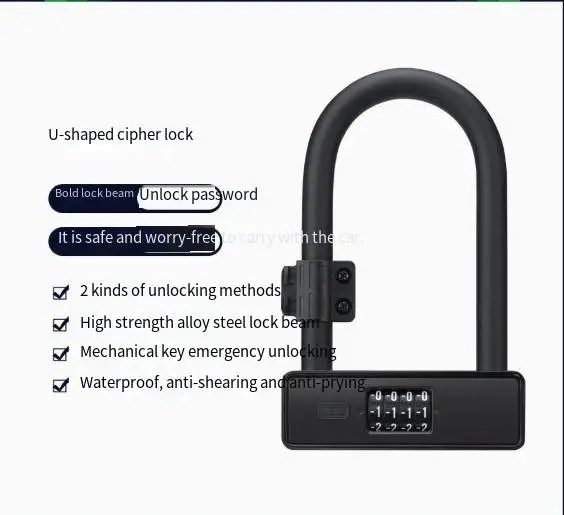 Cross-Border U-Lock Password Lock Electric Bicycle Motorcycle Anti-Theft Lock With Key Model UZ628