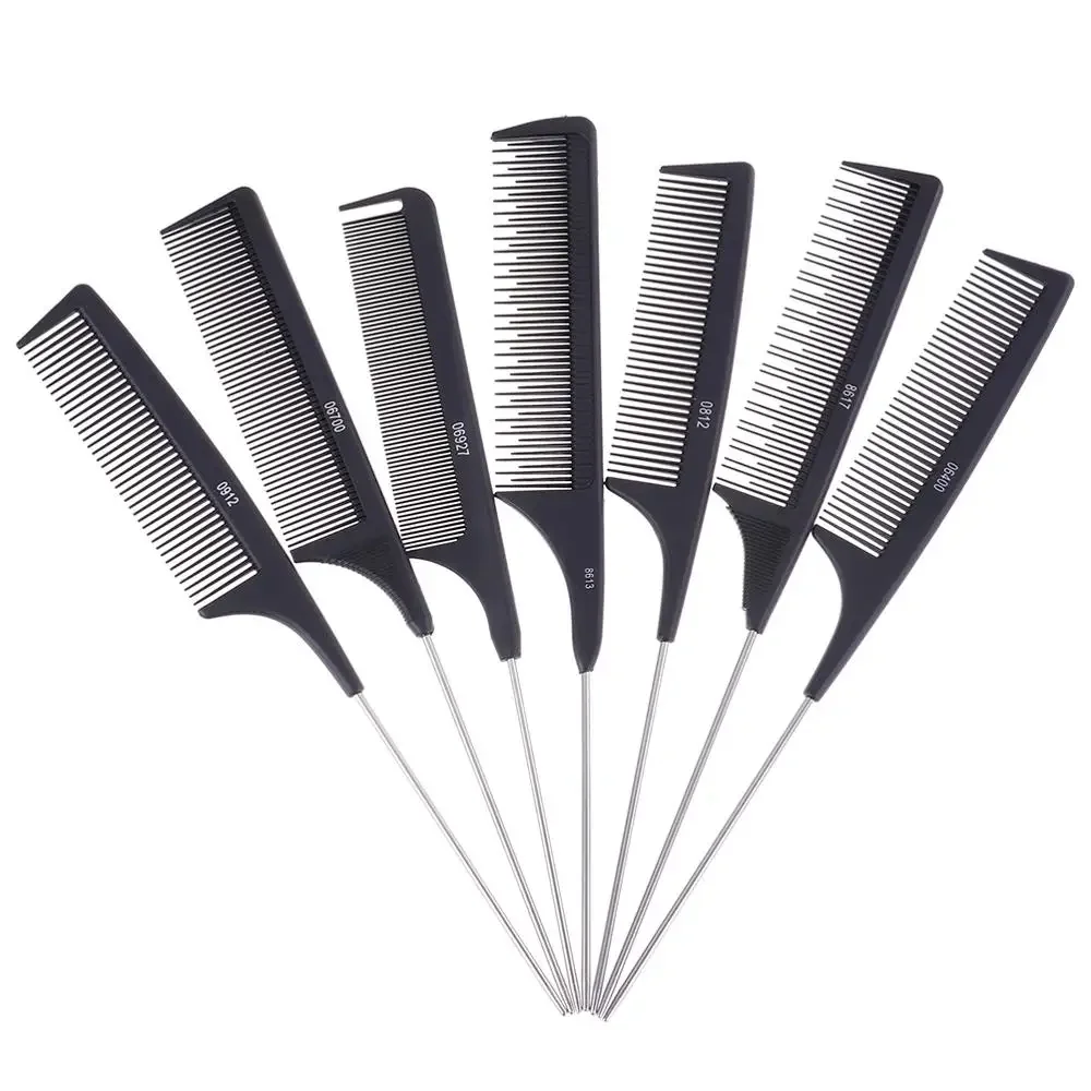 Professional Hair Tail Comb Salon Cut Comb Styling Stainless Steel Spiked