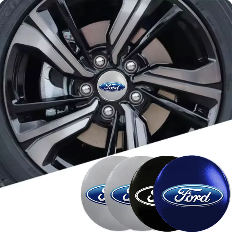 4Pcs 56mm Car Hubcap Wheel Centre Hub Caps Emblem Sticker For Ford ST Racing RS S Mustang Kuga Fiesta Fusion Mondeo Edge