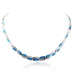 JZN0011 Hot Sale Blue Opal Necklace New Trendy Jewelry for Women Top Quality Chain Necklace Christmas Gift