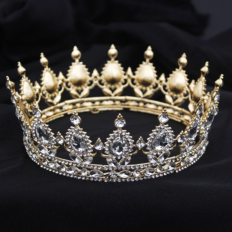 Diademi e corone rotondi in cristallo barocco per gioielli con corona da sposa regina diadema da sposa per accessori da ballo di compleanno da donna