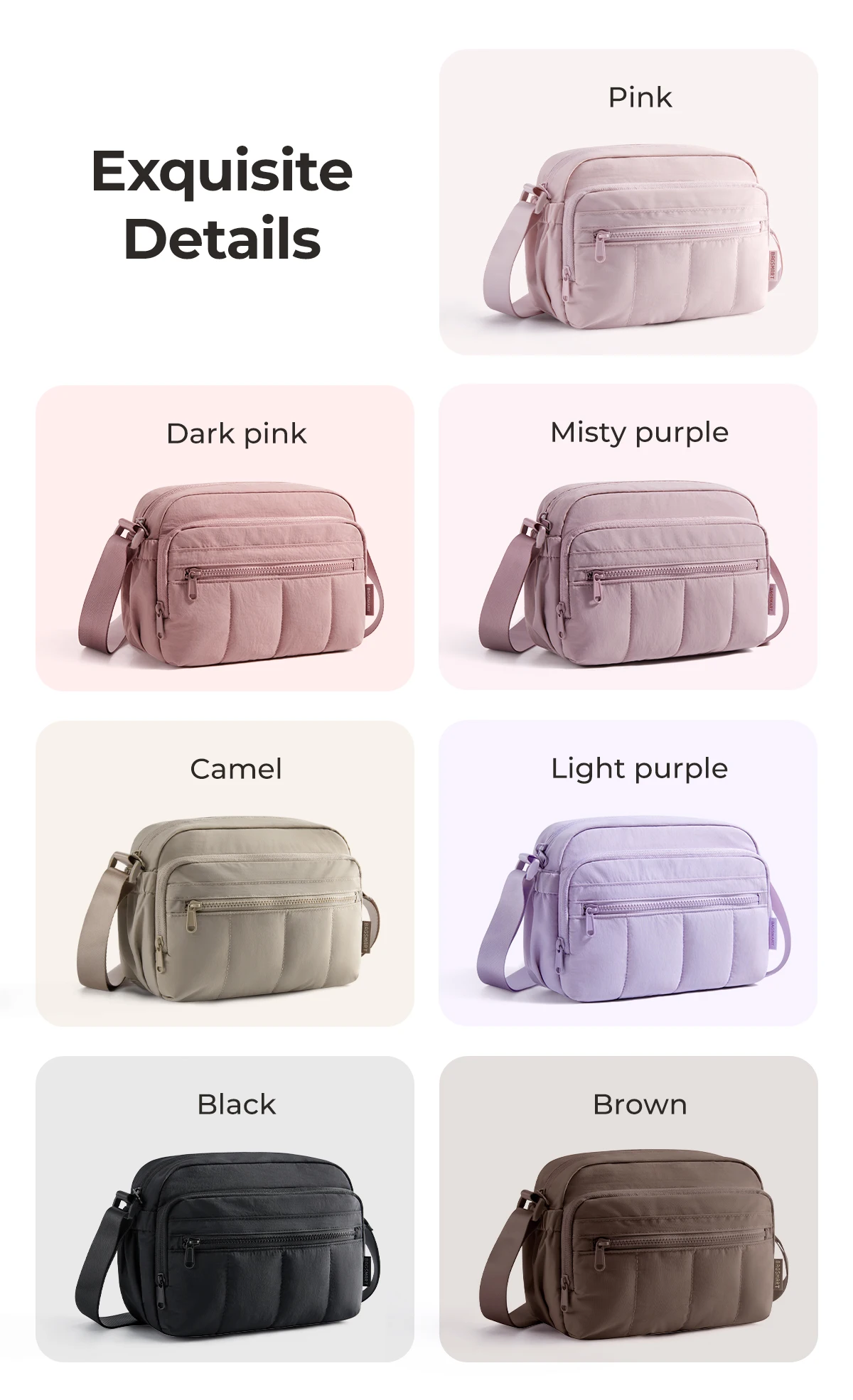 BAGSMART Damen Hobo-Tasche, College-Umhängetasche, große Kapazität, lässige Handtasche, wasserdicht, leicht, Umhängetasche für den täglichen Gebrauch auf Reisen – Detail 7