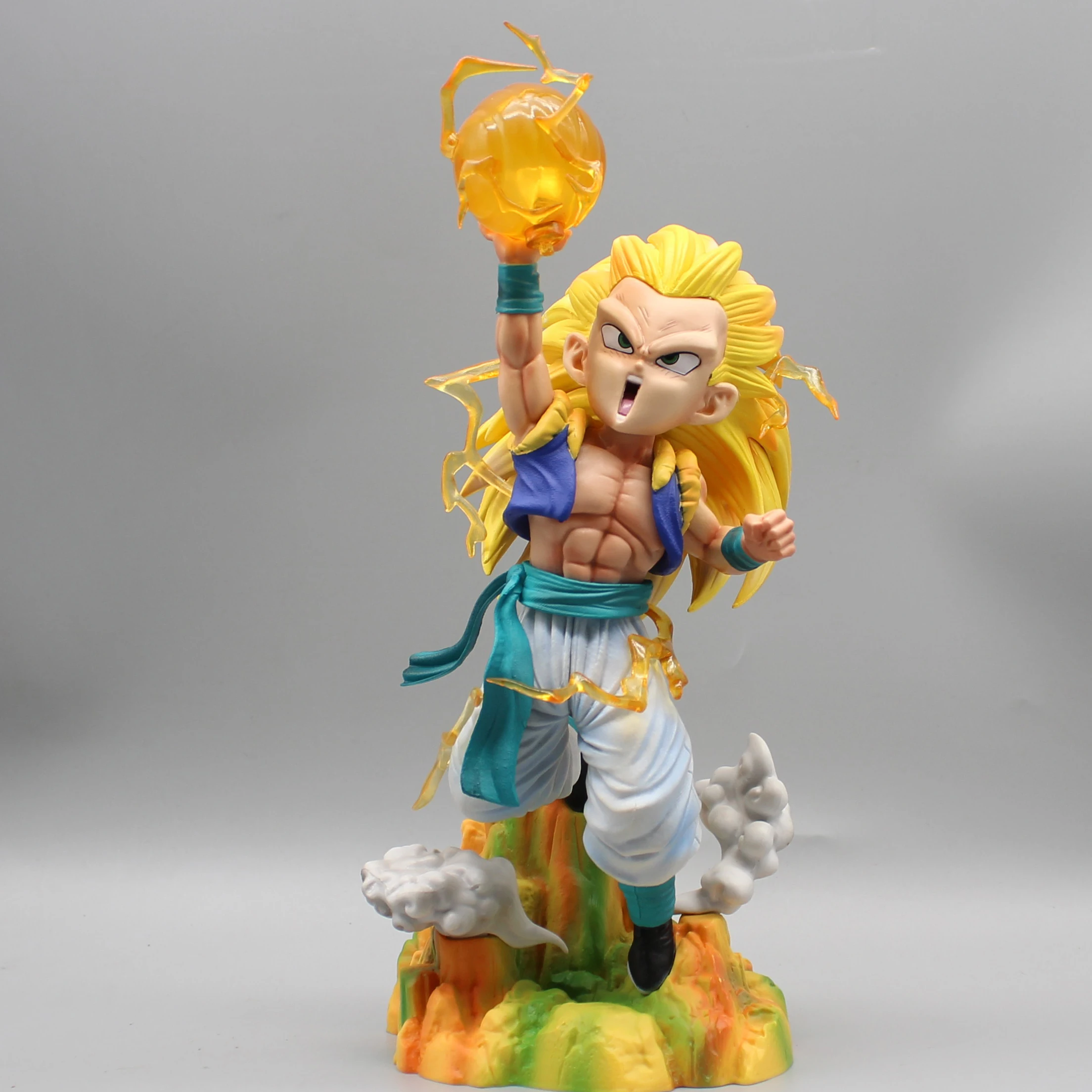 28cm Gotenks Dragon Ball Figurine Super 3 Gotenks Action Figures Can Emit Light PVC Anime Model Collection Ornaments Toys Gift